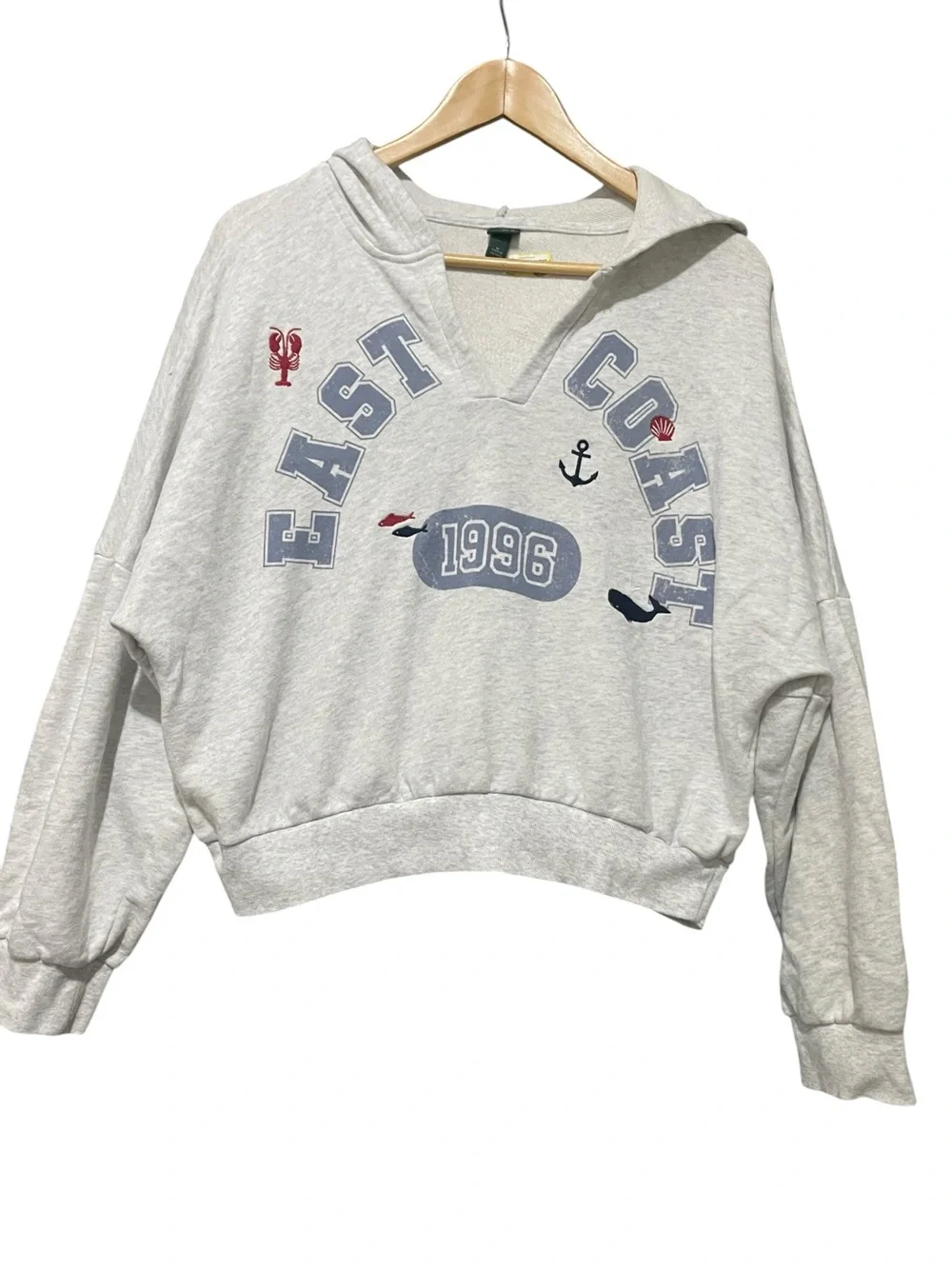 Wild Fable Women's Split Neck French Terry Pullover Sweatshirt Heather Gray - Picture 4 of 8
